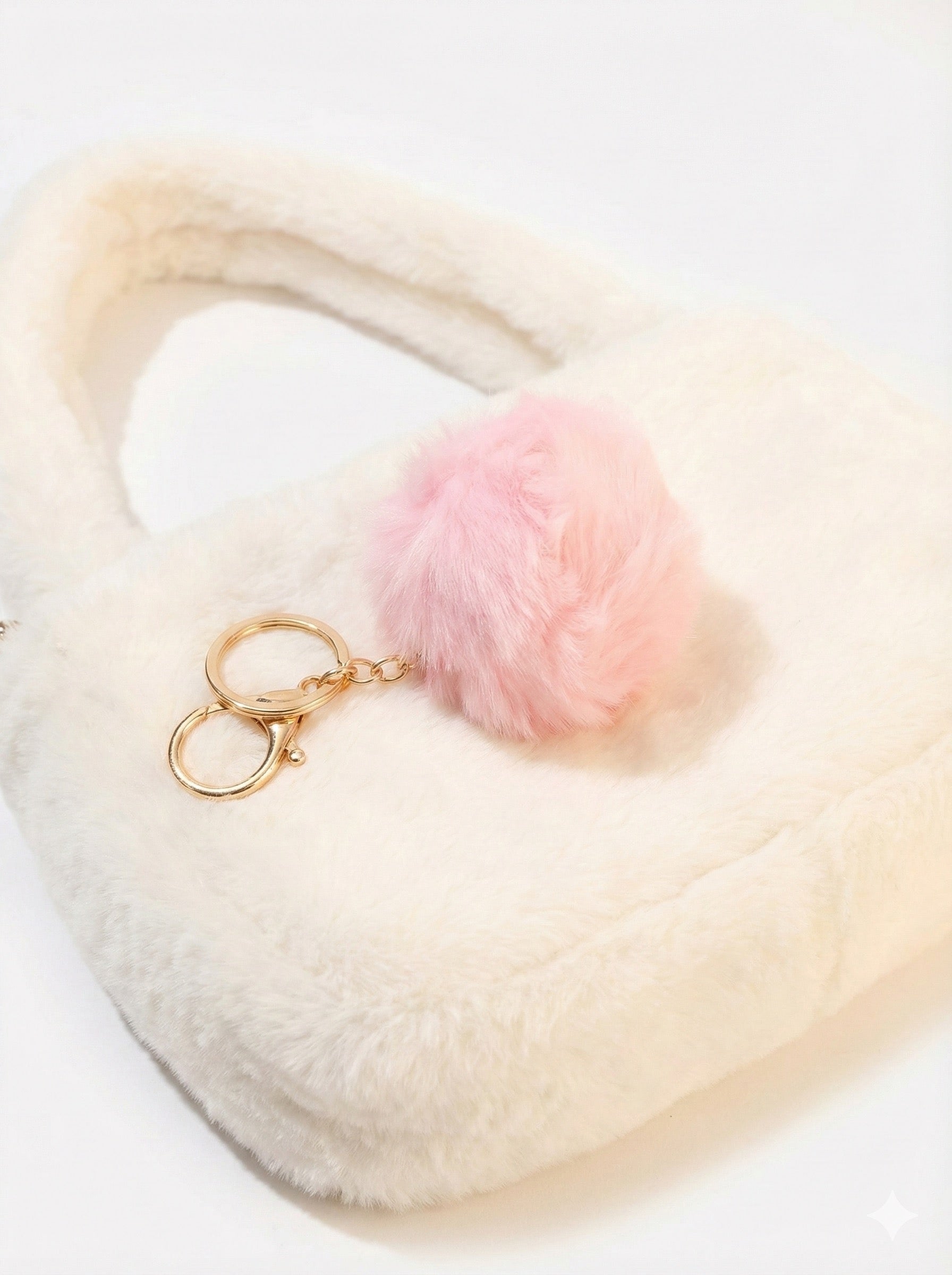 FUZZY PINK BAG CHARM/KEYCHAIN